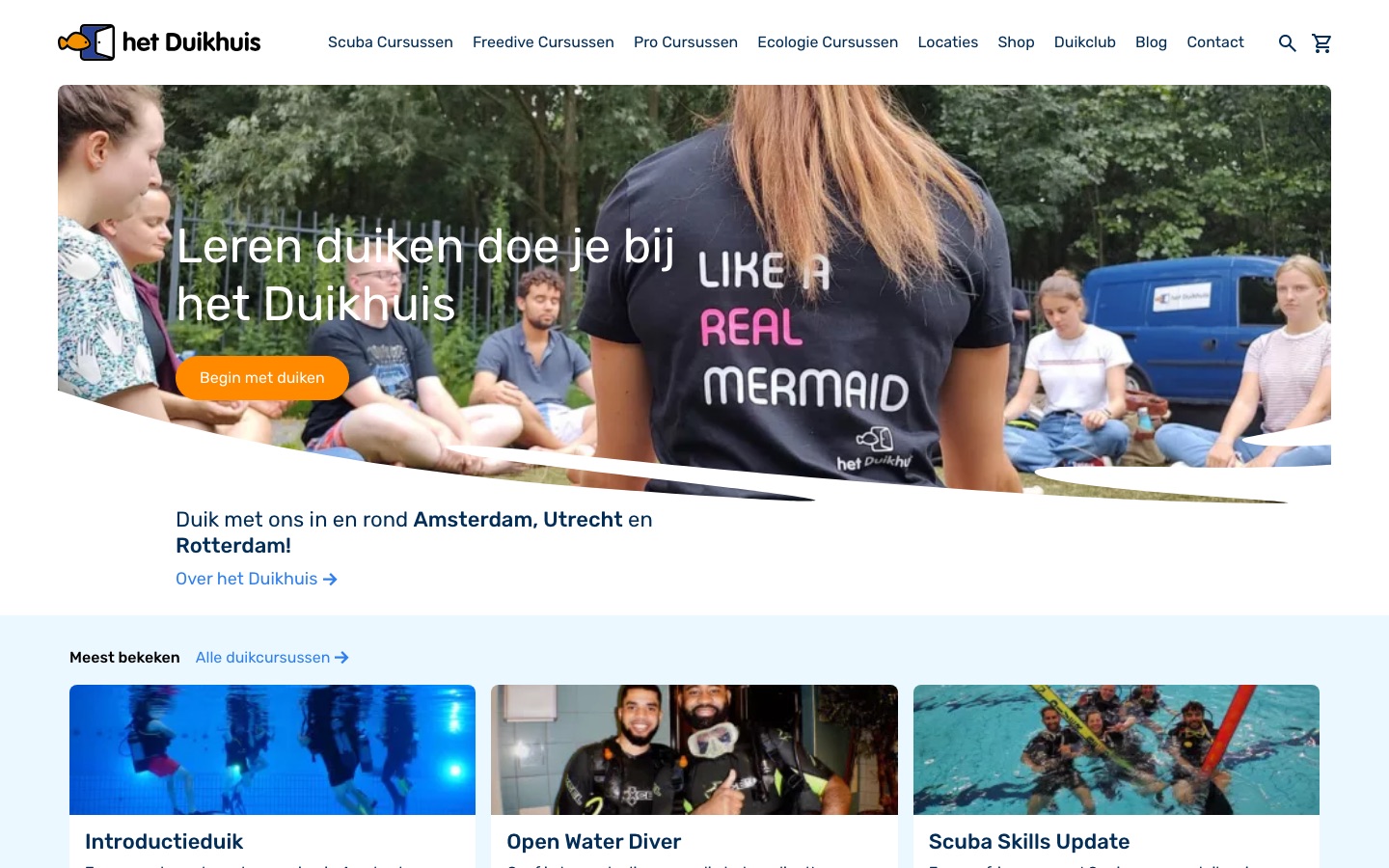Screenshot van de homepage van hetduikhuis.nl